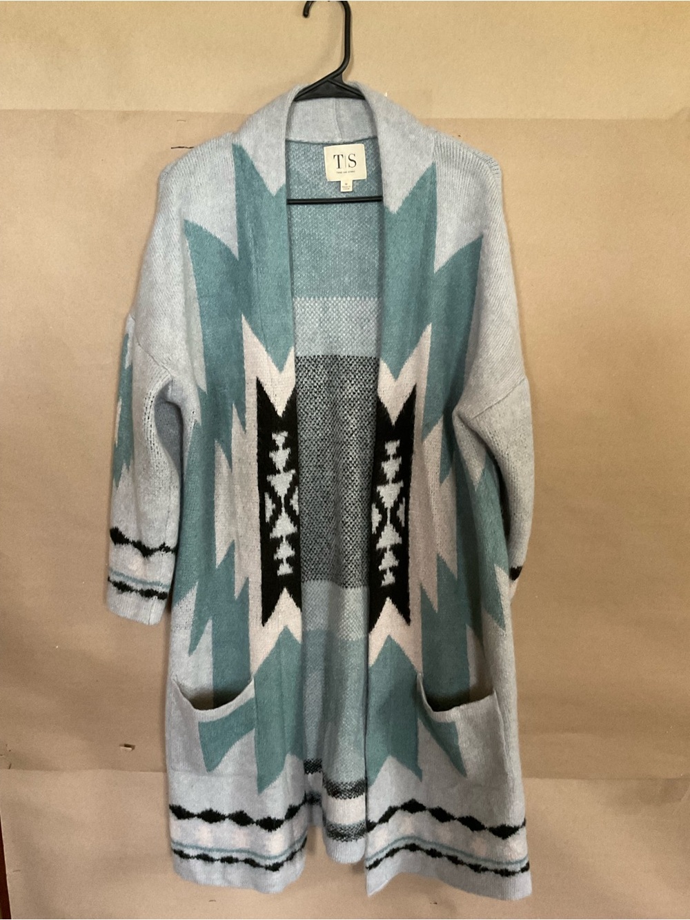 Twine & String Cozy Open-Front Aztec Cardigan. Size M.